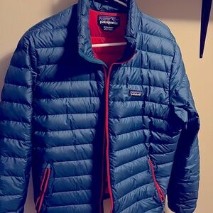 Patagonia Men’s Down Sweater Jacket- Size medium. Blue and Red